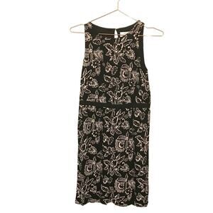 Loft black & white floral dress small petite